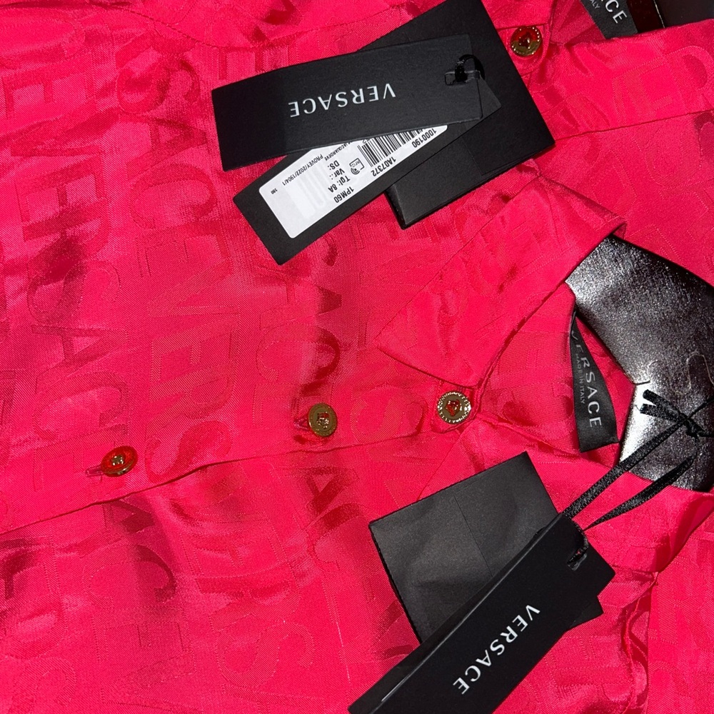 Versace Vibrant Pink Kids Button Down Shirt - Picture 2 of 3